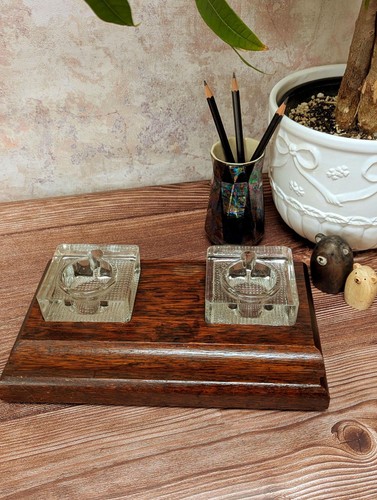 Vintage double glass inkwell - vintage,