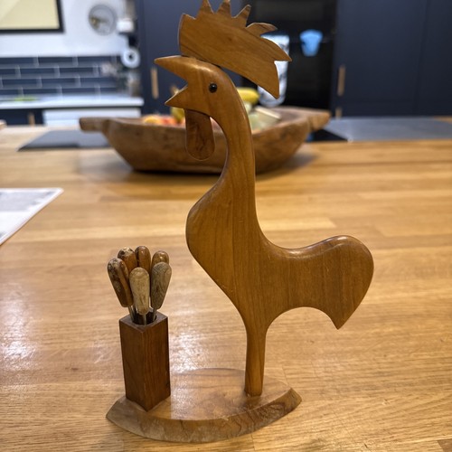 Vintage wooden wood rooster - vintage,