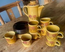 Vintage The Royal Worchester Palissy Taurus Tea/Coffee set 1970 GOLD PLATES SOLD