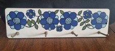 Vintage 1960s Taunton Vale Wiveliscombe blue flower kitchen utensil hook rack