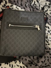 Gucci Men's Crossbody Bag Messenger Man Leather Shoulder Bag In Black One Size