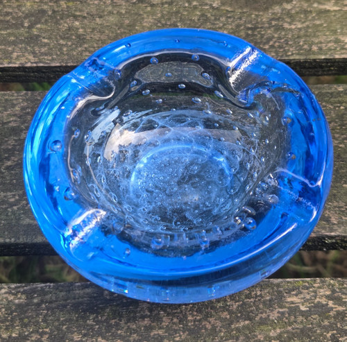 Vintage hand blown blue - blown,