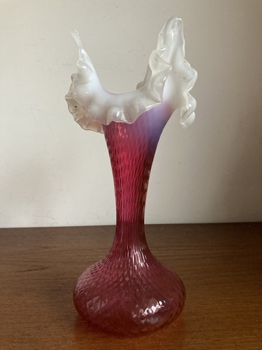 Vintage cranberry glass vase - vintage,