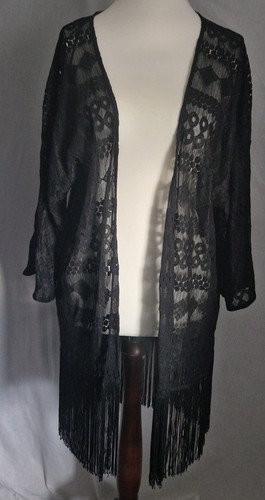 Black lace fringe - black,