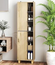 Tall Bathroom Cabinet Slim Floor Cupboard Freestanding Storage Unit Tallboy
