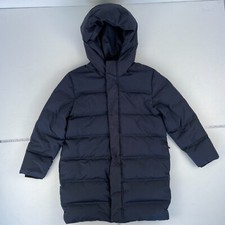 ZARA Jacket 8-10 Blue Womens Down Feather Coat Hooded Padded