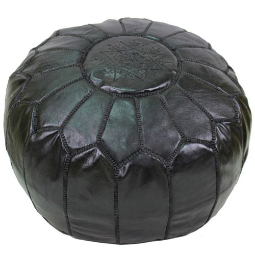 Leather pouf moroccan - leather,