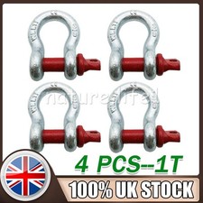 4PCS 1T Lifting Shackle Galvanised Screw Pin Tested Alloy Bow Shackles UK New