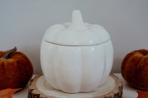 Ceramic pumpkin shaped jar - pumpkin,