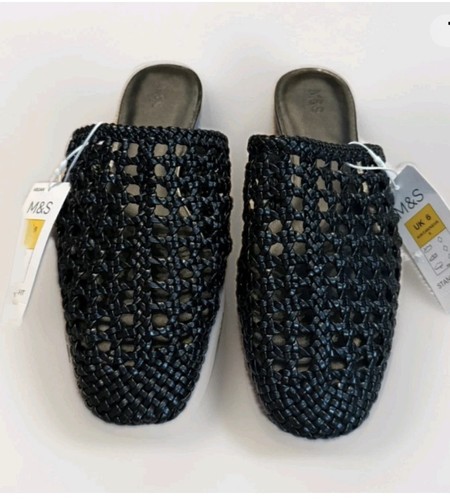 Woven slip flat mules - woven,