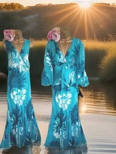 Ann Harvey blue teal Silk beaded Occasion Evening Mother wedding Dress Jacket 20