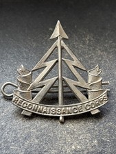 Reconnaissance Corps, British Army Cap Badge. White Metal.