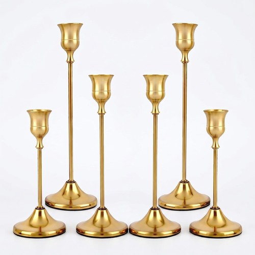 Pcs gold brass taper candle - 6,