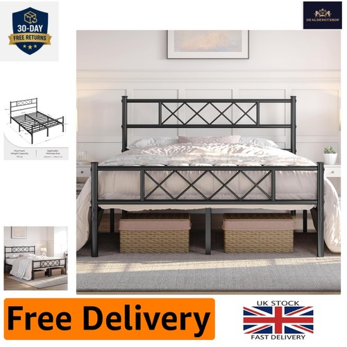 Sturdy black metal bed frame - metal,