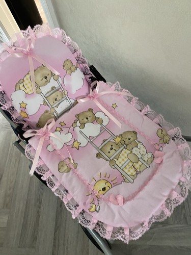 Small dolls pink teddy pram - small,