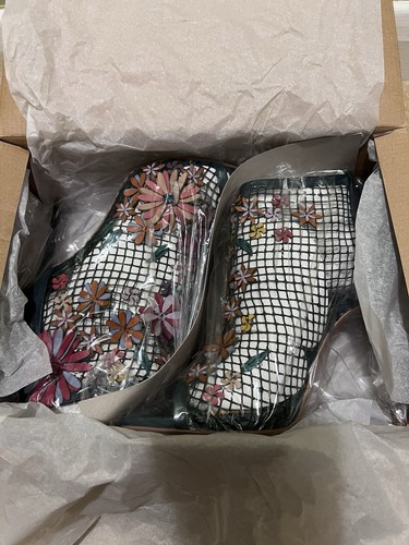 Zara leather floral high heels - zara,