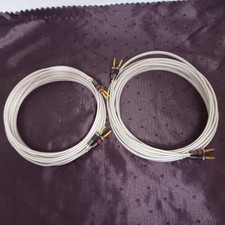 2x 8.0m QED silver ANNIVERSARY speaker CABLES + 8 QED AIRLOCK banana PLUGS TERMI