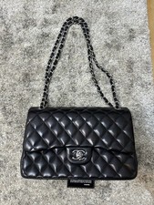 CHANEL Jumbo Classic Flap Bag Black Quilted Lambskin Silver HW 30cm Authentic