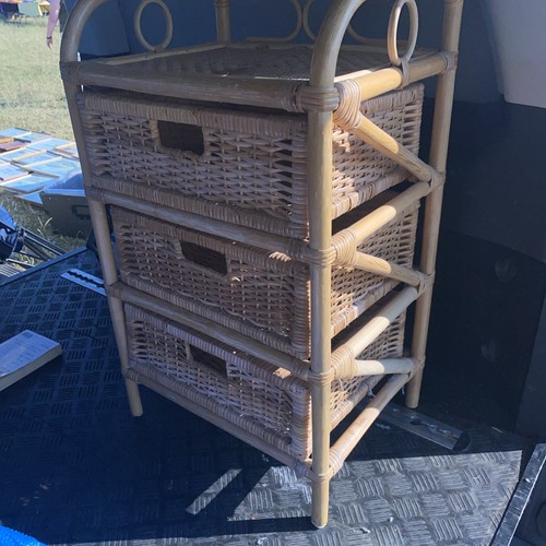 Vintage wicker bamboo draw - wicker,