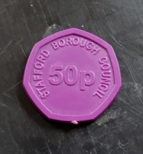 Bus Transport Token Purple Plastic Stafford Borough Council 50p UNC