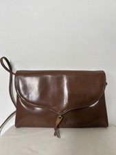 Vintage 80s Roland Cartier bag brown leather envelope purse shoulder handbag #VD
