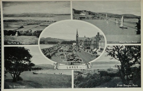 Old postcard largs promenade - postcard,