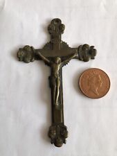 Antique CRUCIFIX RELIGIOUS CROSS, Brass Base Metal