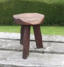 Vintage Rustic/Primitive Three Legged Elm Stool Milking/Spinning - Wanderwood #1