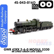 GWR 43xx 2-6-0 Mogul 5330 BR Lined Green L/Crest DCC 1:76 OO Dapol 4S-043-016D