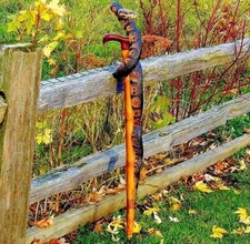 Wooden walking stick hand