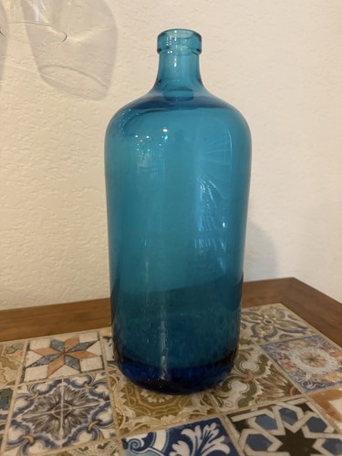 Antique bottle blue teal - antique, soda