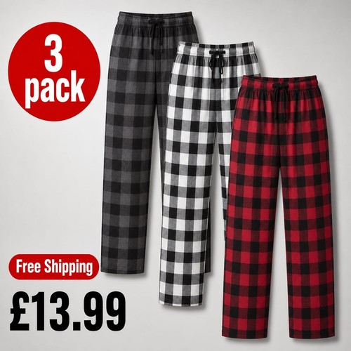Pack mens pyjama trousers pj - 3,