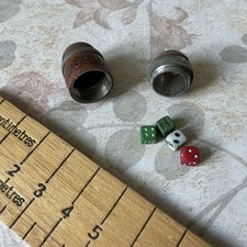 Vintage Leather Wrapped Barrel Miniature Dice Game - Italy