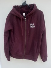 Jack Wills Burgundy Fleece Lined Hoodie Size UK 10