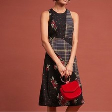 Anthropologie Maeve Patterned Bliss Dress Size 10 Boho Patchwork