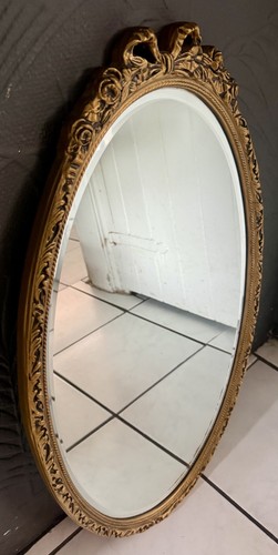 French oval gilt mirror - french,