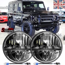 2PCS 7" Inch Round LED Headlights Hi/Lo Beam H4 Fit Jeep JK Land Rover Defender