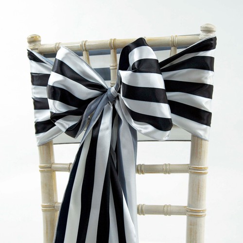 Satin black white stripe - satin,