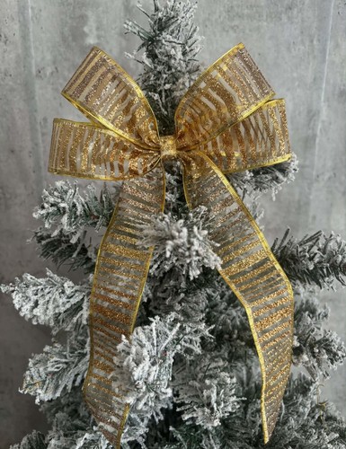 Gold christmas bow - gold,