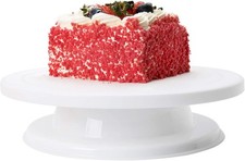 11 Inch White Lightweight Rotating Cake Stand Icing Turntable