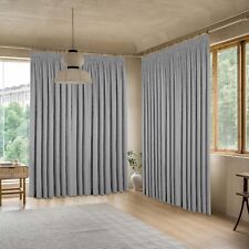 Thermal Thick Pencil Pleat Blackout Curtains Ready Made Curtain Pair Tiebacks