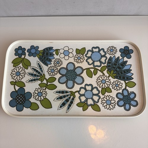 Vintage tray blue daisy - tray,