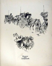 Old Vintage Print C1935 Frank Hart Sketch Horse Carriage Transport Coach 20th