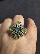 925 Dp India Mark Sterling Silver Peridot  Ring -UK Size R