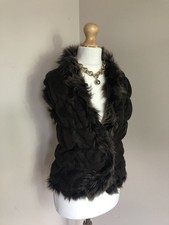 Jules B stretchy Toscana suede & real curly sheepskin gilet Size XS  reversible