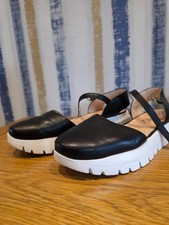 Wonders black leather sandle with buckle and adjustable strap size 40