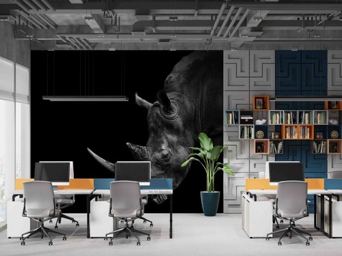 Animal rhino head black - 3d,