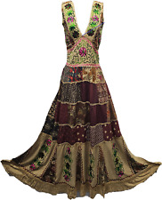 Boho Patchwork Maxi Dress Handcrafted Embroidered Festival Sundress 10 12 14 16