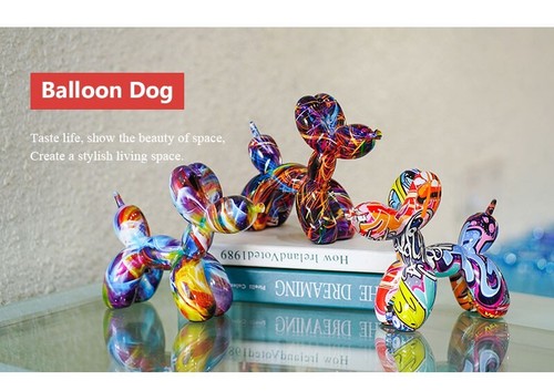 Colourful resin balloon dog - resin,