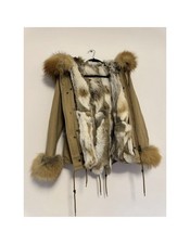 Real Fur Beige Parka Coat Size